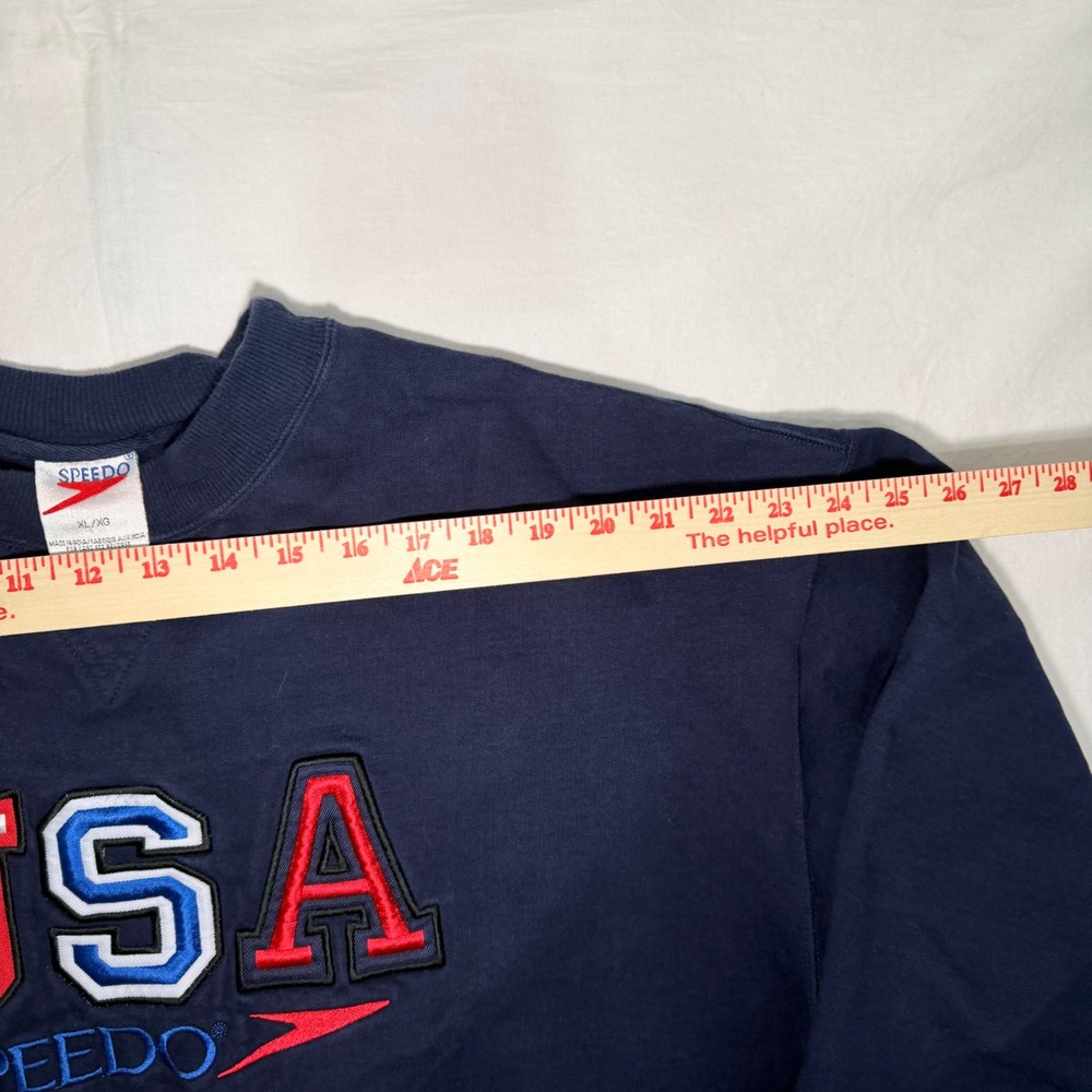 Vintage 90s Speedo USA Crewneck Sweatshirt XL Navy Embroidered - Picture 5 of 7